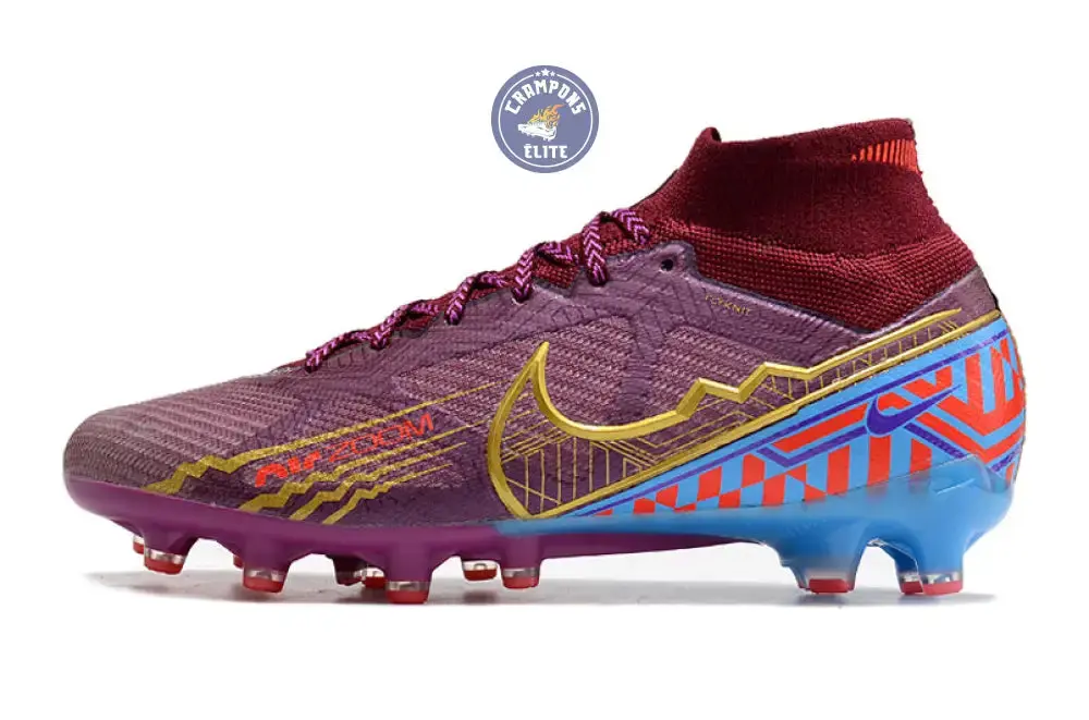Air Zoom Mercurial Superfly 9 Academy AG Mbappé Personal Edition - Bordeaux/Doré - Image 5