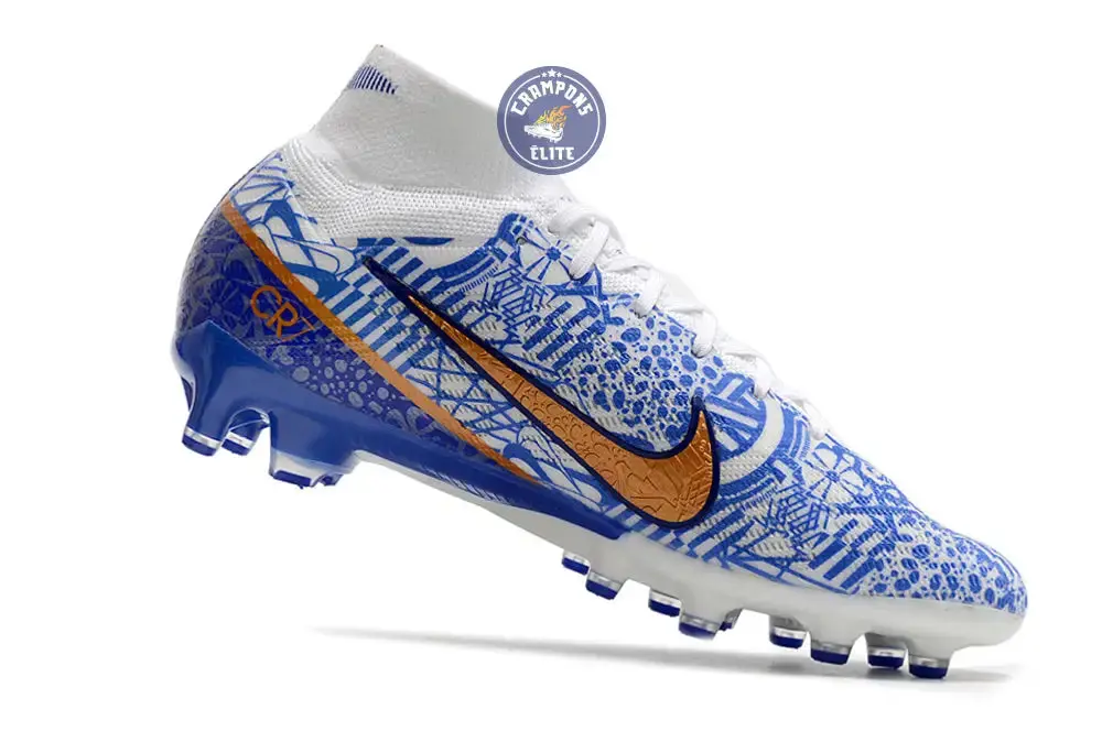 Air Zoom Mercurial Superfly 9 AG CR7 Personal Edition - Blanc/Cuivré/Bleu - Image 3