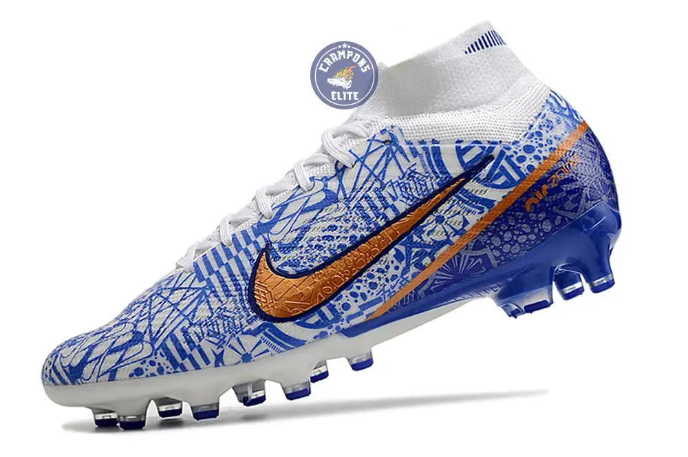Air Zoom Mercurial Superfly 9 AG CR7 Personal Edition - Blanc/Cuivré/Bleu - Image 4