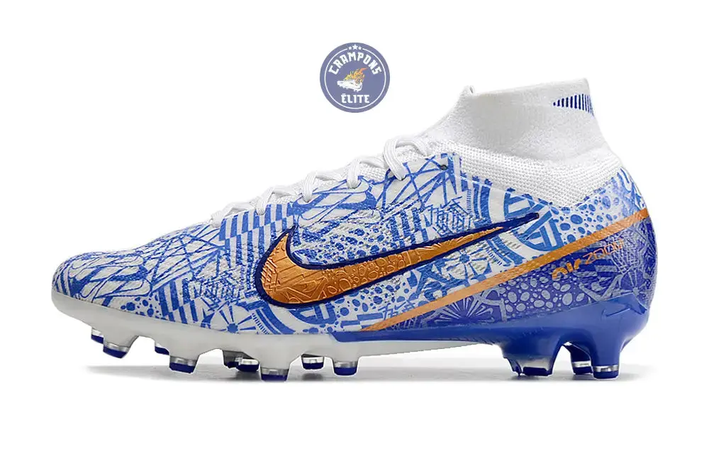 Air Zoom Mercurial Superfly 9 AG CR7 Personal Edition - Blanc/Cuivré/Bleu - Image 5