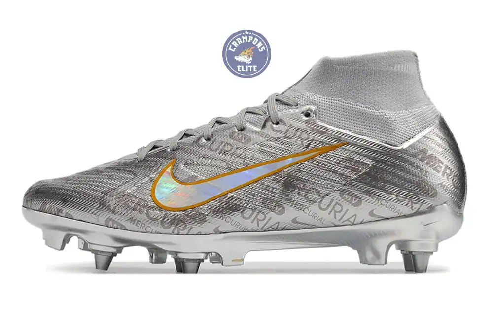 Air Zoom Mercurial Superfly 9 SG - Argenté/Gris/Doré - Image 5