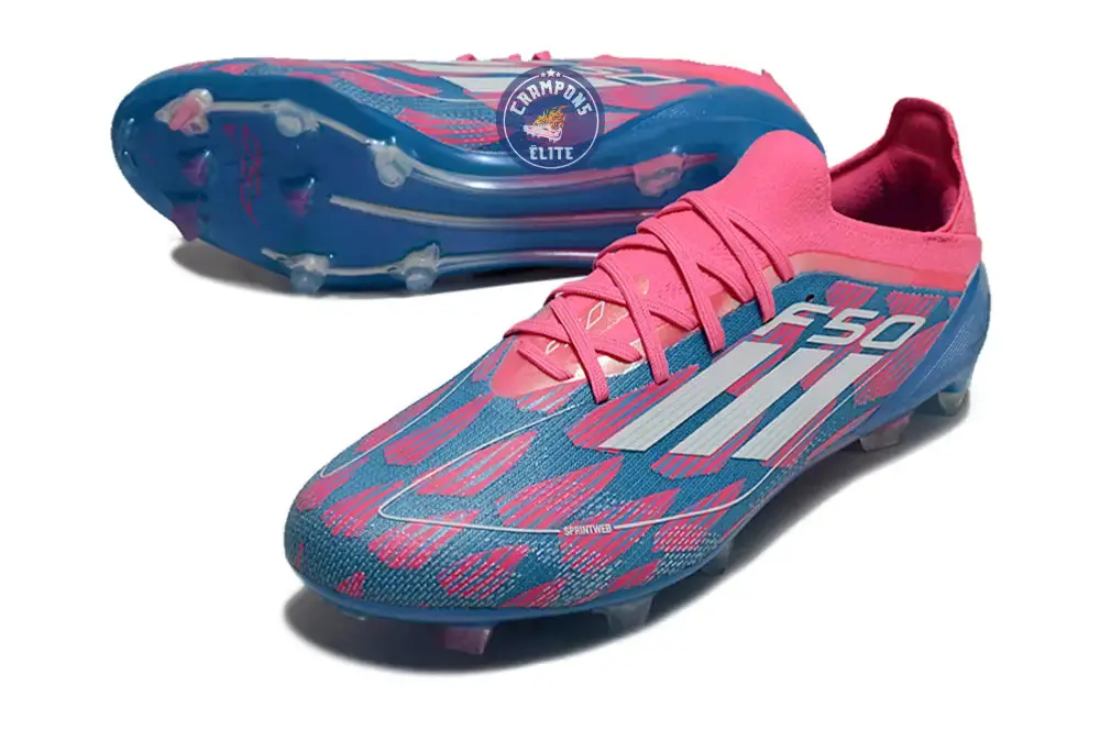 F50 Elite Lacets FG Reemergence - Bleu/Blanc/Rose - Image 2
