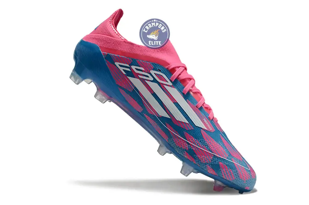 F50 Elite Lacets FG Reemergence - Bleu/Blanc/Rose - Image 3