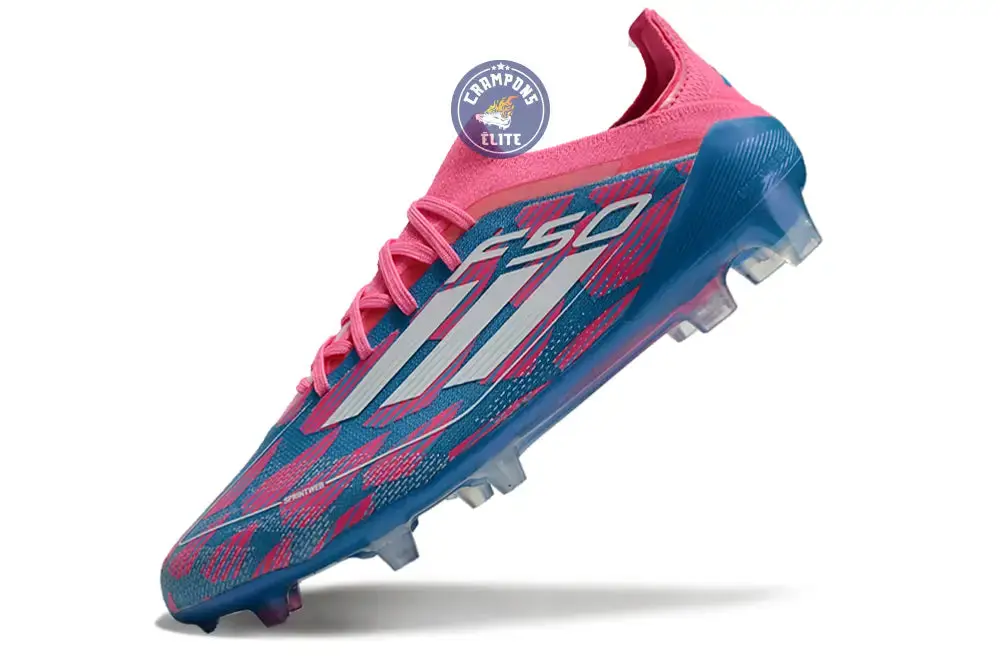 F50 Elite Lacets FG Reemergence - Bleu/Blanc/Rose - Image 4