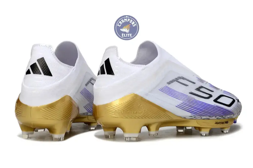 F50+ Elite Laceless FG - Blanc/Violet/Doré - Image 2