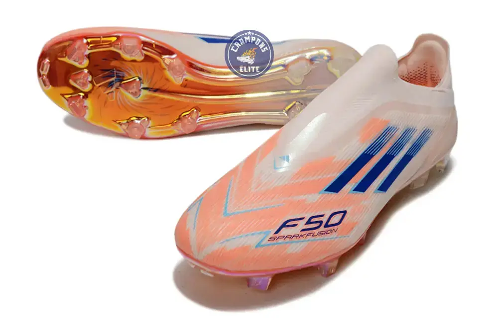 F50 Elite Laceless FG Spark Fusion - Beige/Orange/Bleu - Image 2