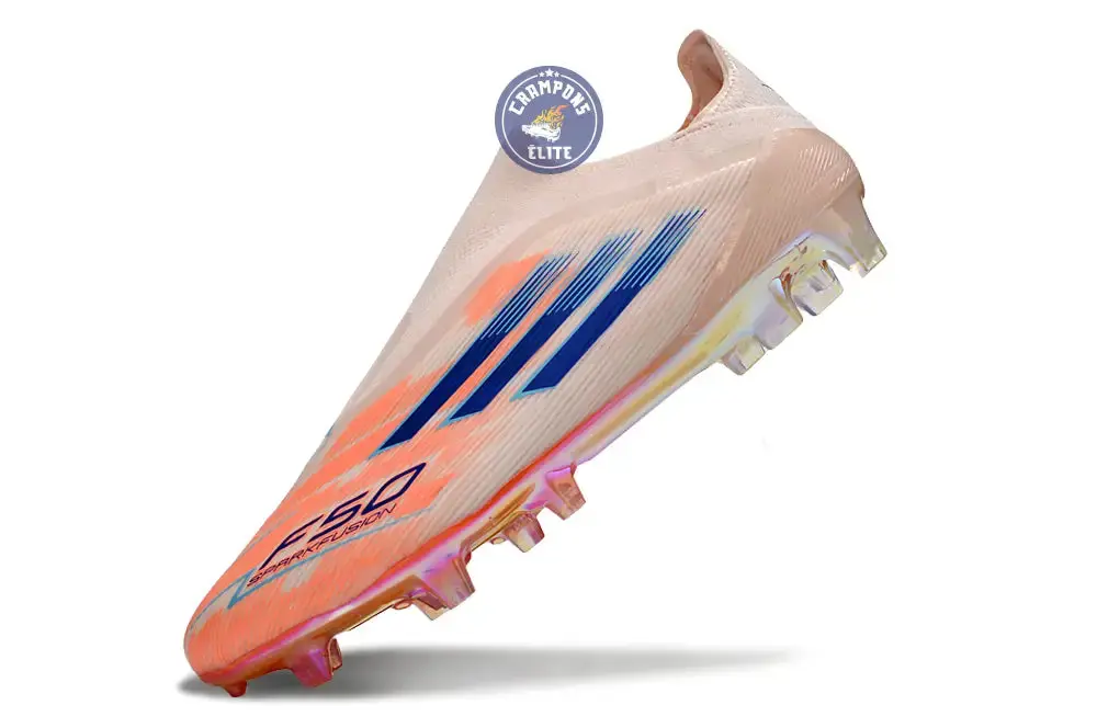 F50 Elite Laceless FG Spark Fusion - Beige/Orange/Bleu - Image 4