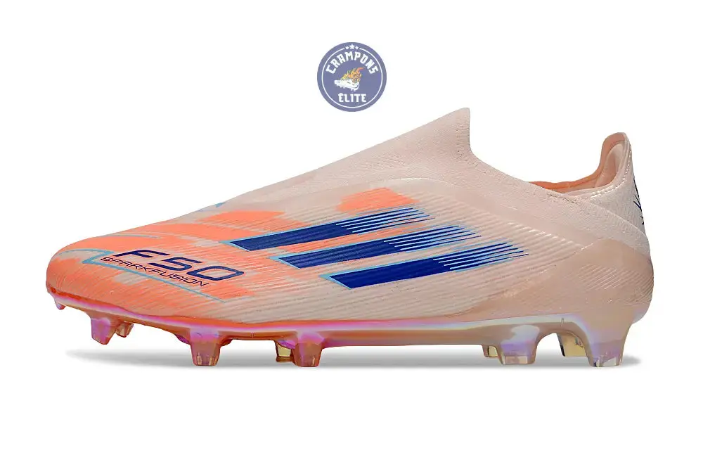F50 Elite Laceless FG Spark Fusion - Beige/Orange/Bleu - Image 5