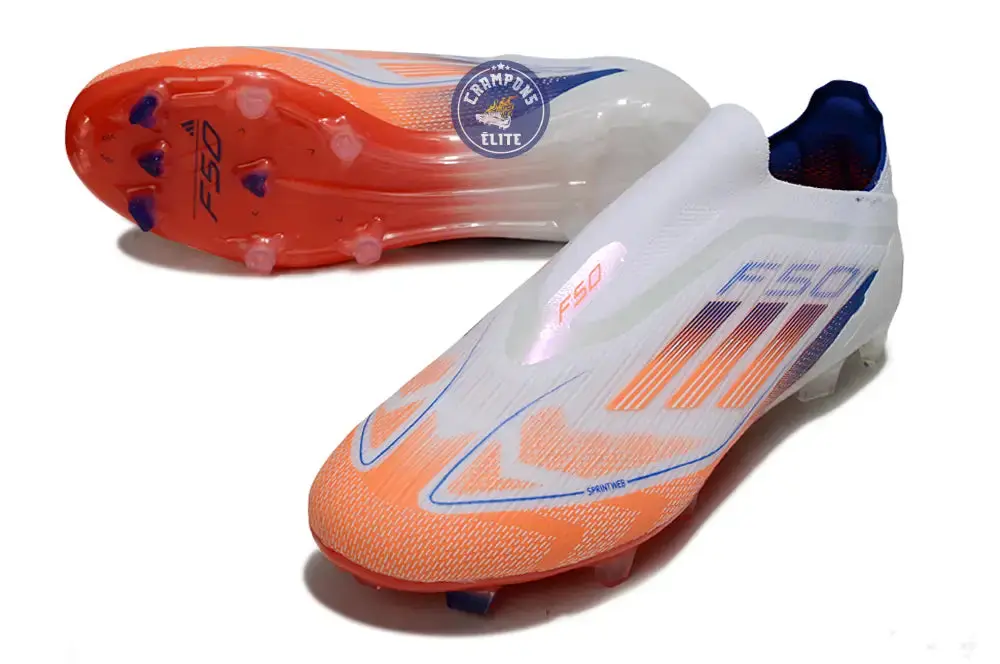F50 Elite Laceless FG - Blanc/Orange/Bleu - Image 2