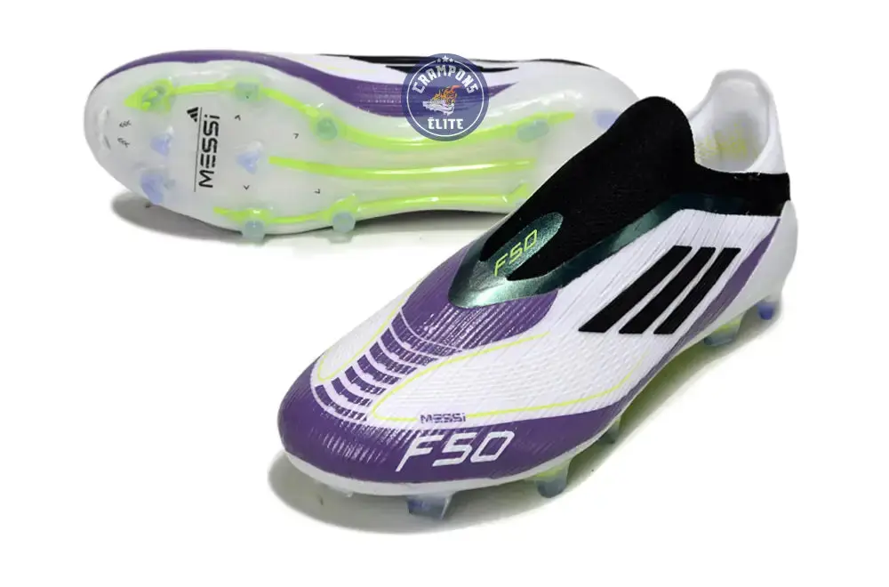 F50 Elite Laceless FG - Blanc/Violet/Vert - Image 2