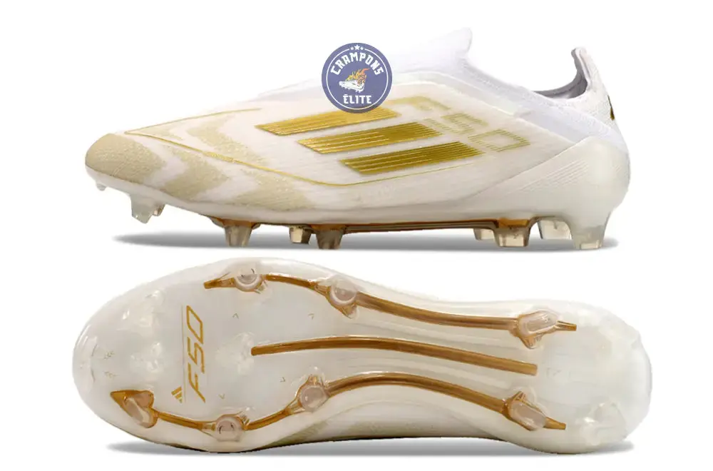 F50 Elite Laceless FG Day Spark - Blanc/Doré/Blanc - Image 3