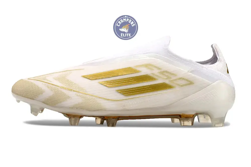 F50 Elite Laceless FG Day Spark - Blanc/Doré/Blanc - Image 4