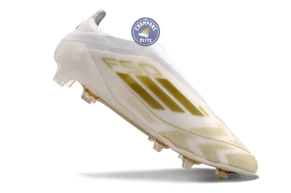 F50 Elite Laceless FG Day Spark - Blanc/Doré/Blanc - Image 5