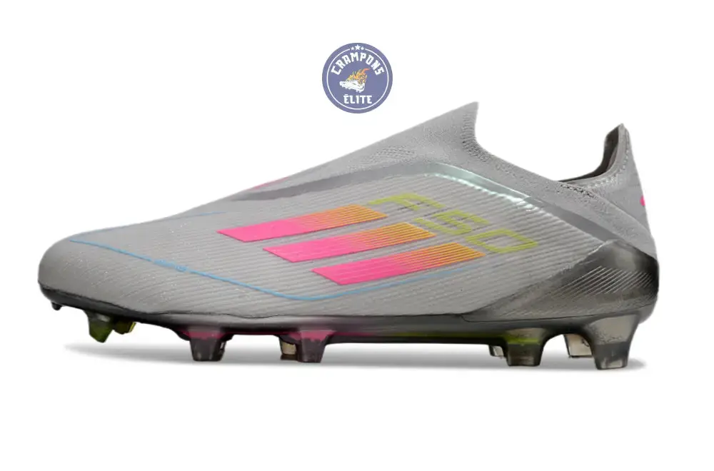 F50 Elite Laceless FG Gris/Rose/Jaune - Image 2