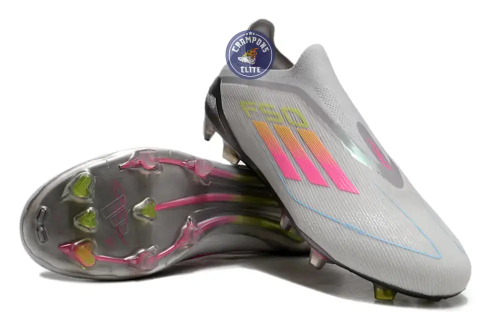 F50 Elite Laceless FG Gris/Rose/Jaune - Image 3