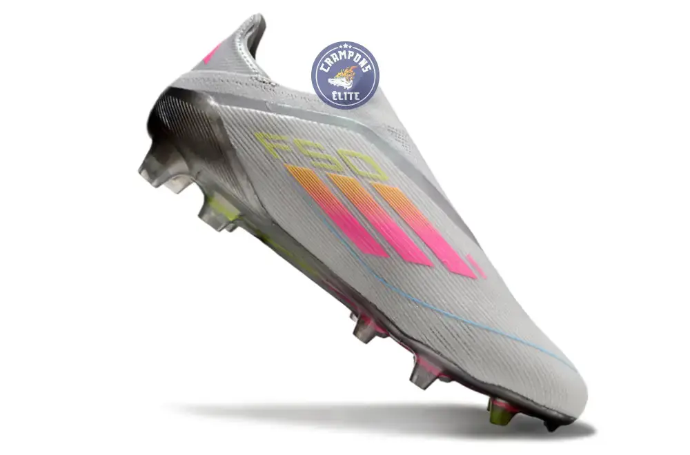 F50 Elite Laceless FG Gris/Rose/Jaune - Image 4