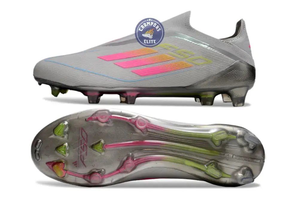 F50 Elite Laceless FG Gris/Rose/Jaune - Image 7