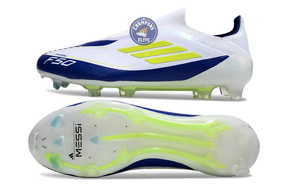 F50 Elite Laceless FG Messi - Blanc/Jaune/Violet - Image 2