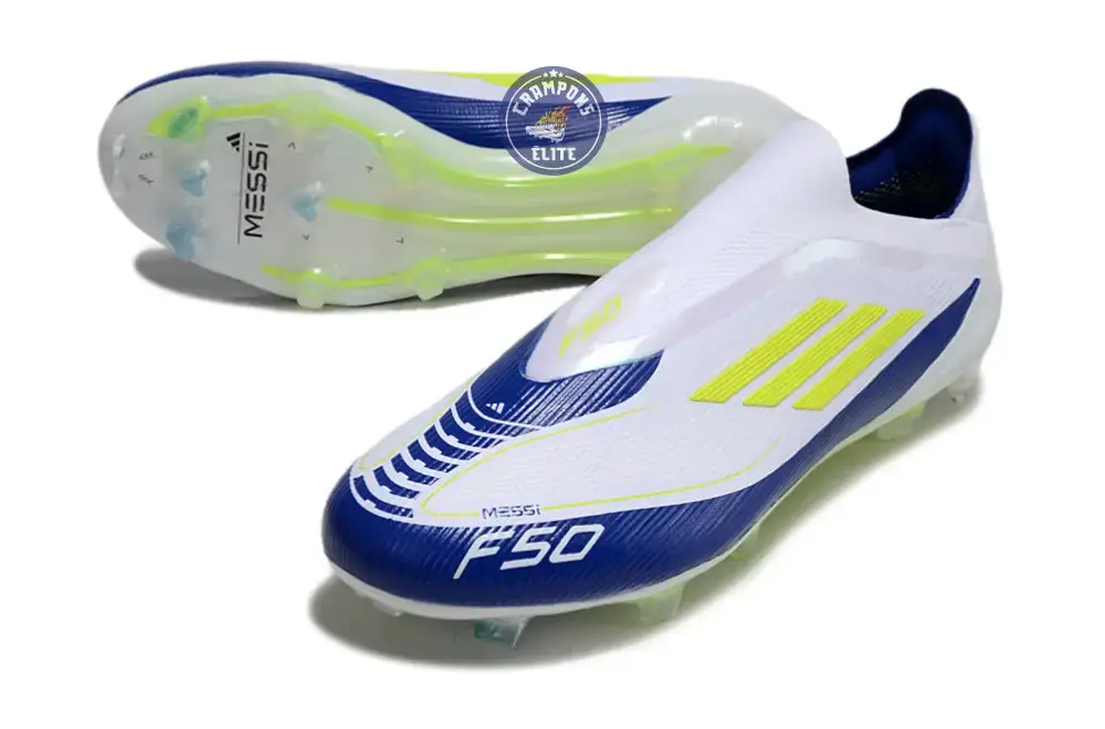 F50 Elite Laceless FG Messi - Blanc/Jaune/Violet - Image 3