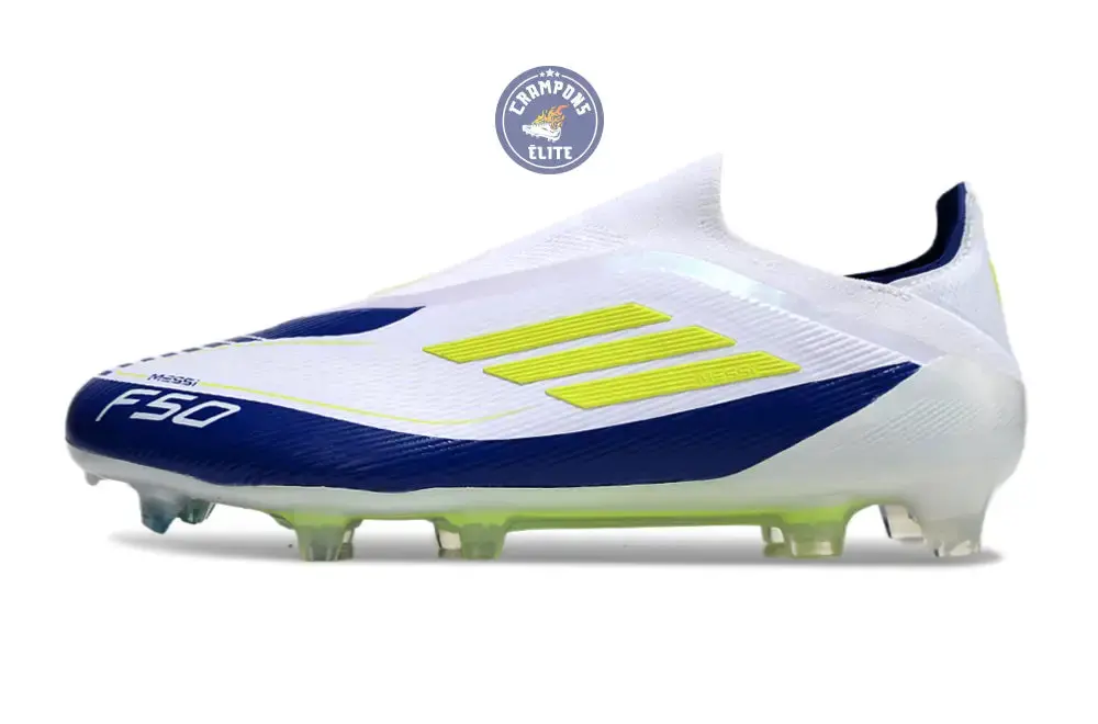 F50 Elite Laceless FG Messi - Blanc/Jaune/Violet - Image 7