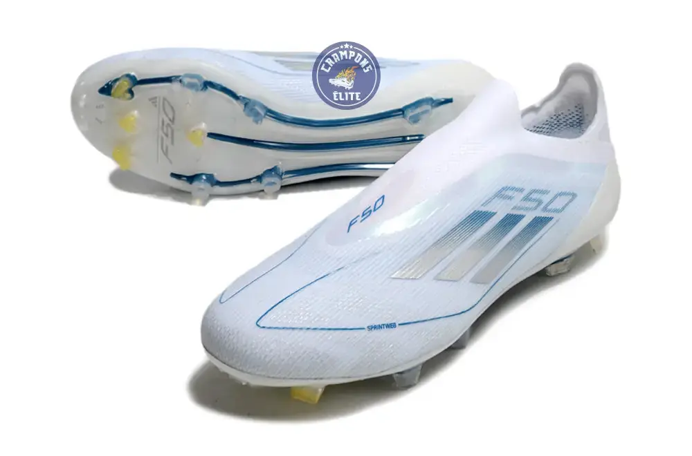 F50 Elite Laceless FG Polar Victory - Blanc/Argenté/Bleu - Image 2