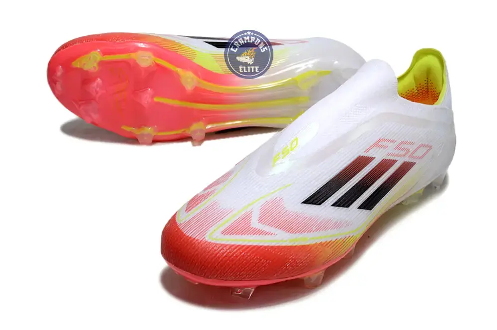 F50 Elite Laceless FG Pure Victory - Blanc/Lucid Red/Jaune - Image 2