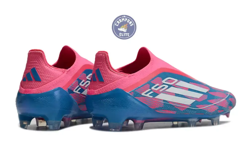 F50 Elite Laceless FG Reemergence - Bleu/Blanc/Rose - Image 5