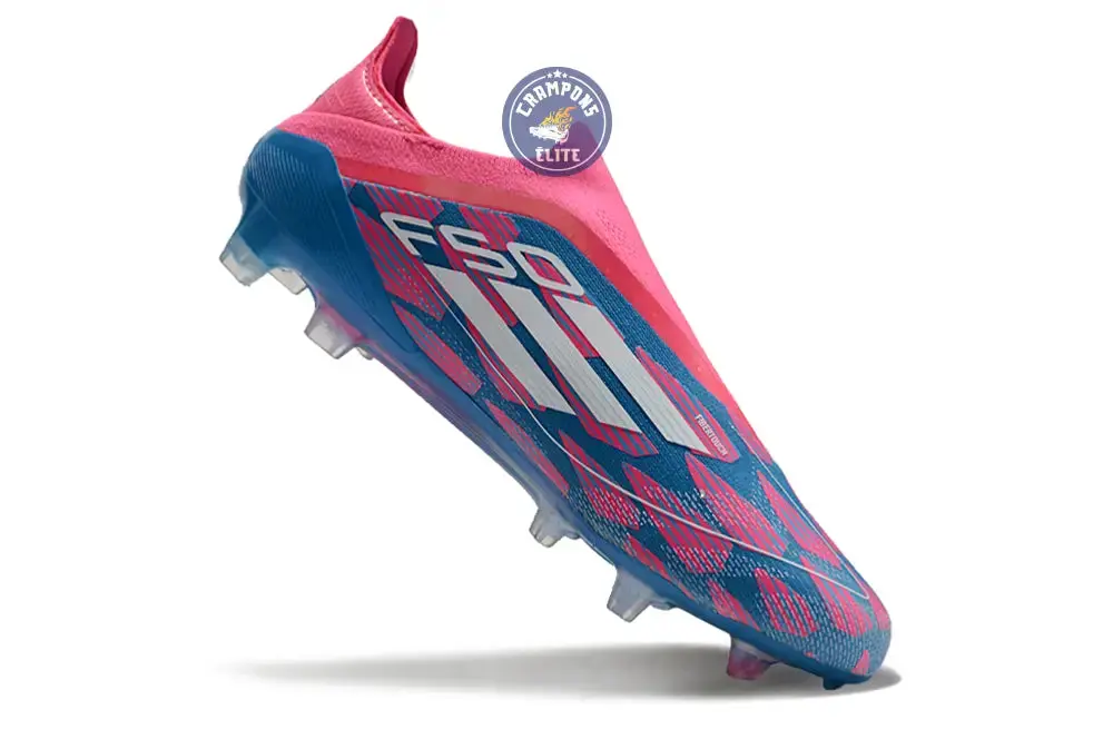 F50 Elite Laceless FG Reemergence - Bleu/Blanc/Rose - Image 7