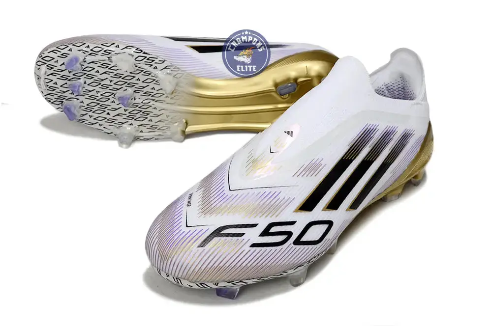 F50 Elite Laceless FG Road to Glory - Blanc/Noir/Doré - Image 2