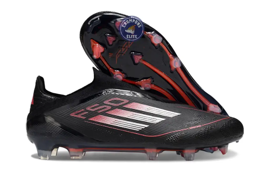 F50 Elite Laceless FG Stealth Victory - Noir/Argenté/Lucid Red