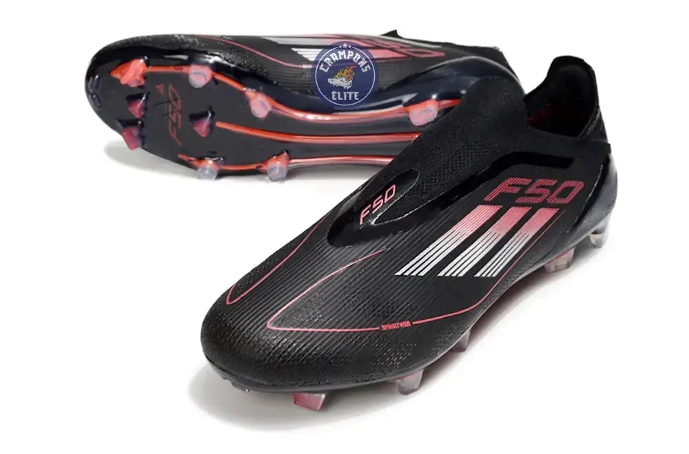 F50 Elite Laceless FG Stealth Victory - Noir/Argenté/Lucid Red - Image 2