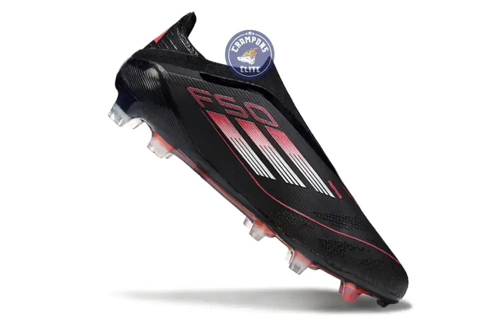 F50 Elite Laceless FG Stealth Victory - Noir/Argenté/Lucid Red - Image 3