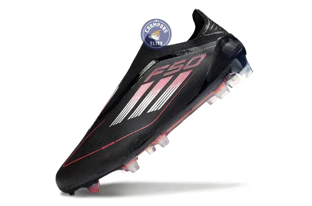 F50 Elite Laceless FG Stealth Victory - Noir/Argenté/Lucid Red - Image 4