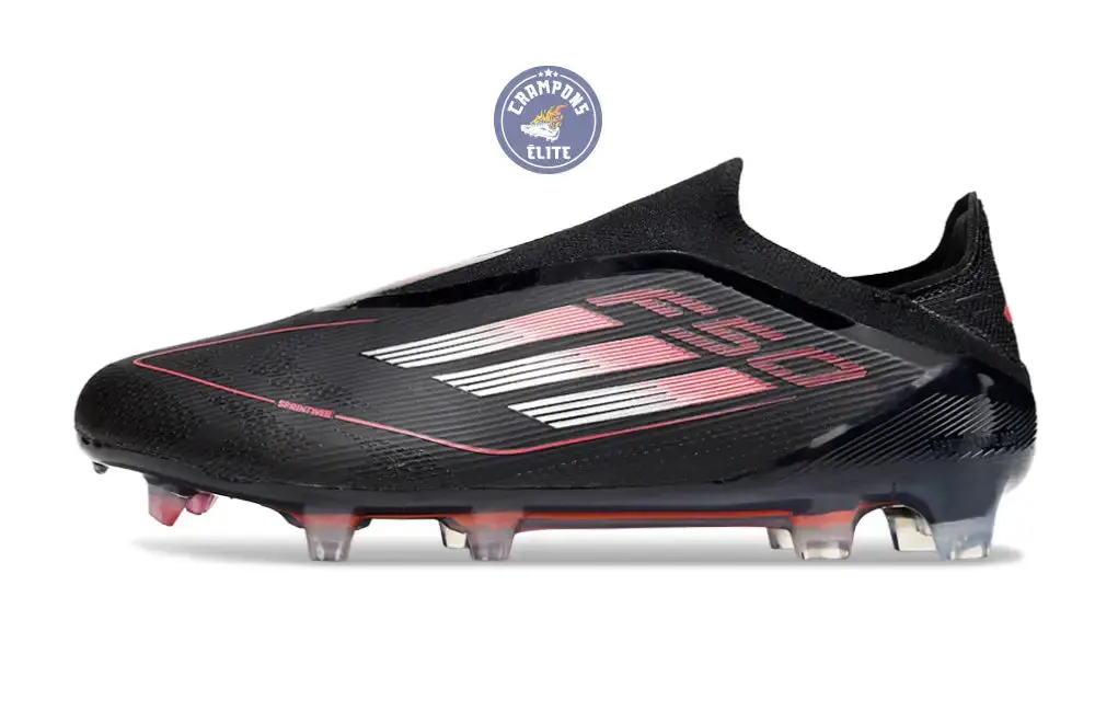 F50 Elite Laceless FG Stealth Victory - Noir/Argenté/Lucid Red - Image 5