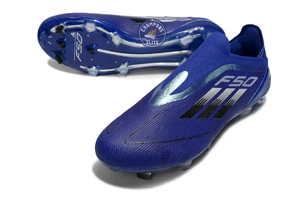F50 Elite Laceless FG - Bleu/Noir - Image 3