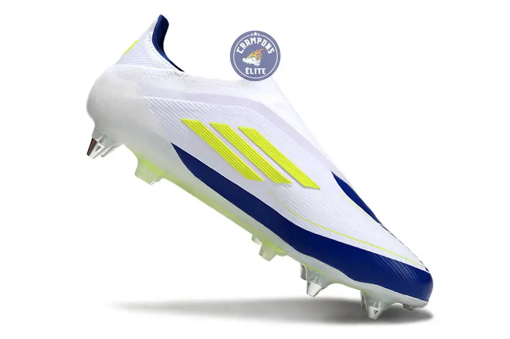 F50 Elite Laceless SG - Blanc/Bleu/Jaune Fluo - Image 3