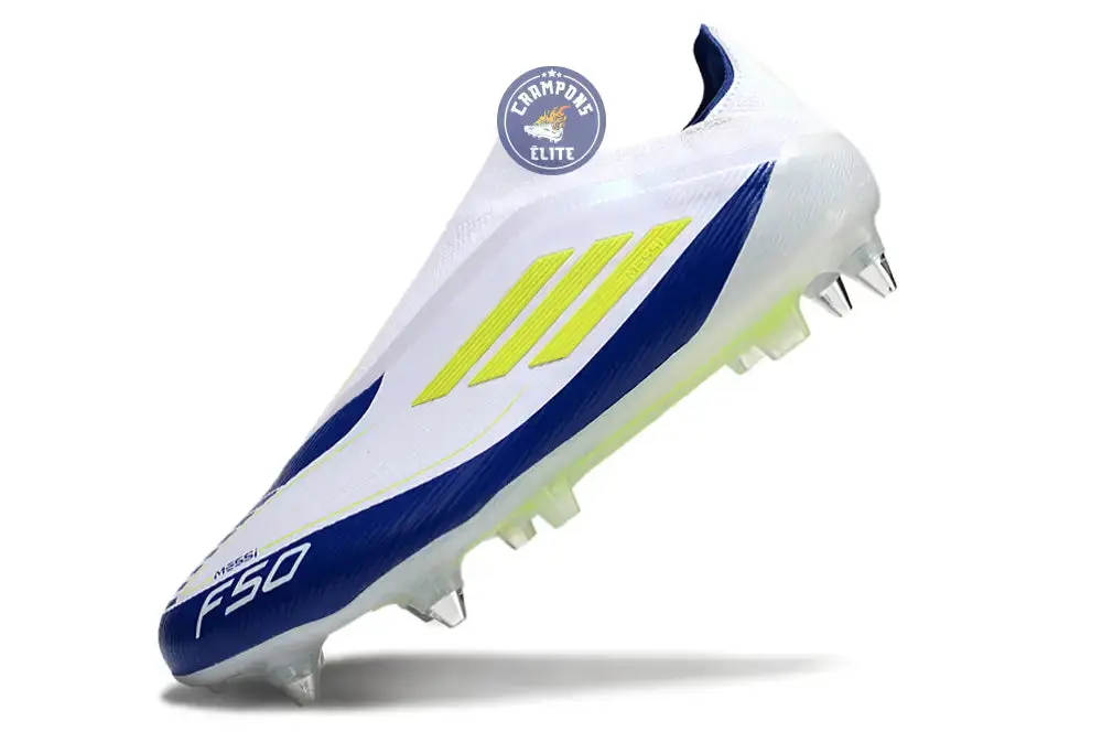 F50 Elite Laceless SG - Blanc/Bleu/Jaune Fluo - Image 4