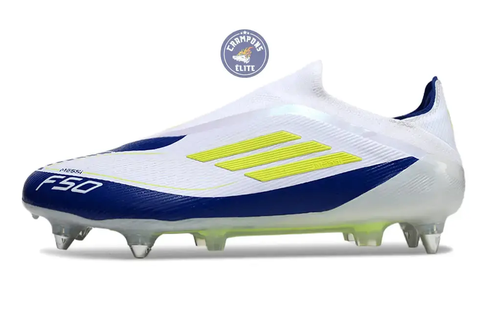 F50 Elite Laceless SG - Blanc/Bleu/Jaune Fluo - Image 5
