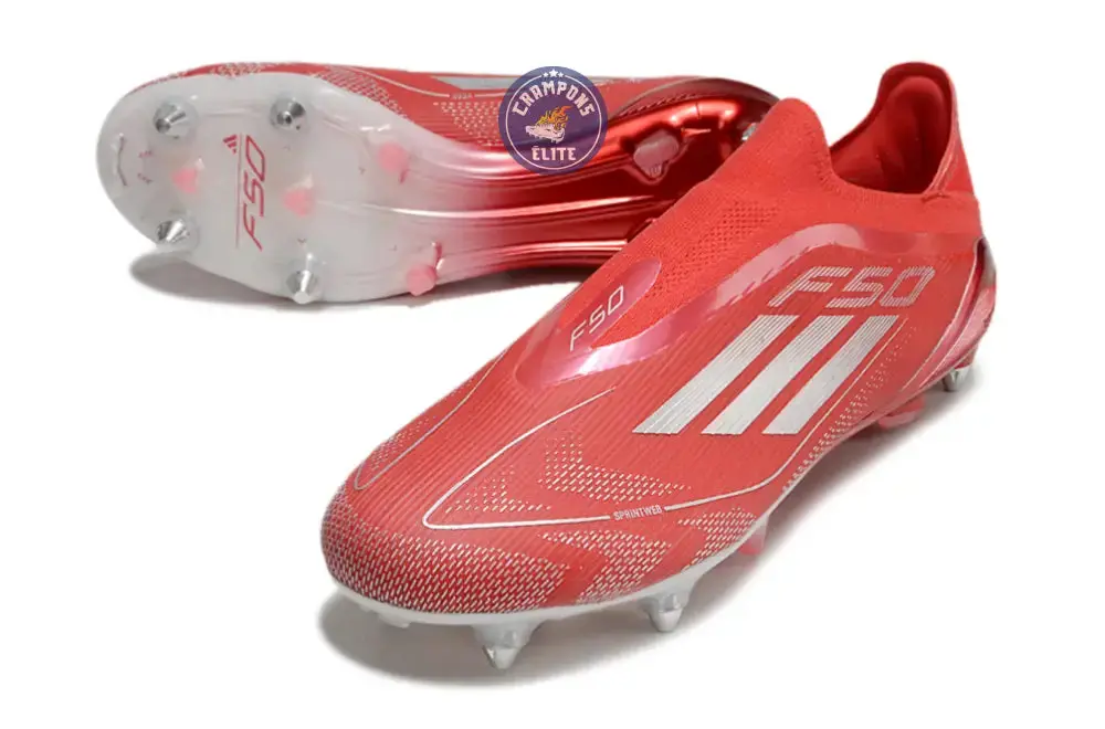 F50 Elite Laceless SG x Soccer.com - Rouge/Argent - Image 2