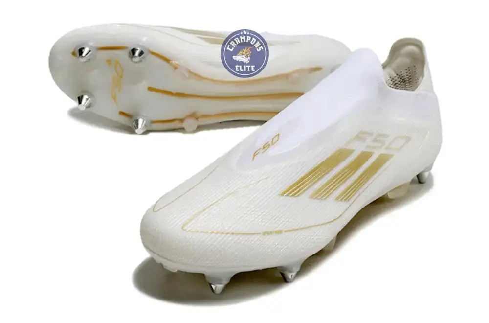 F50 Elite Laceless SG - Blanc/Doré - Image 2