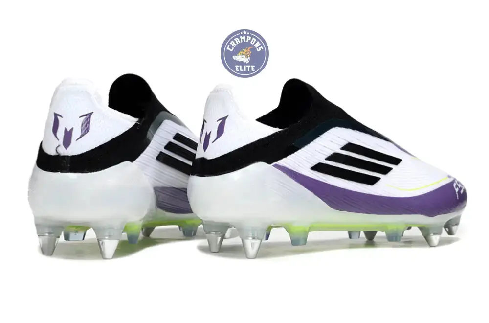 F50 Elite Laceless SG - Blanc/Noir/Violet/Jaune Fluo - Image 6
