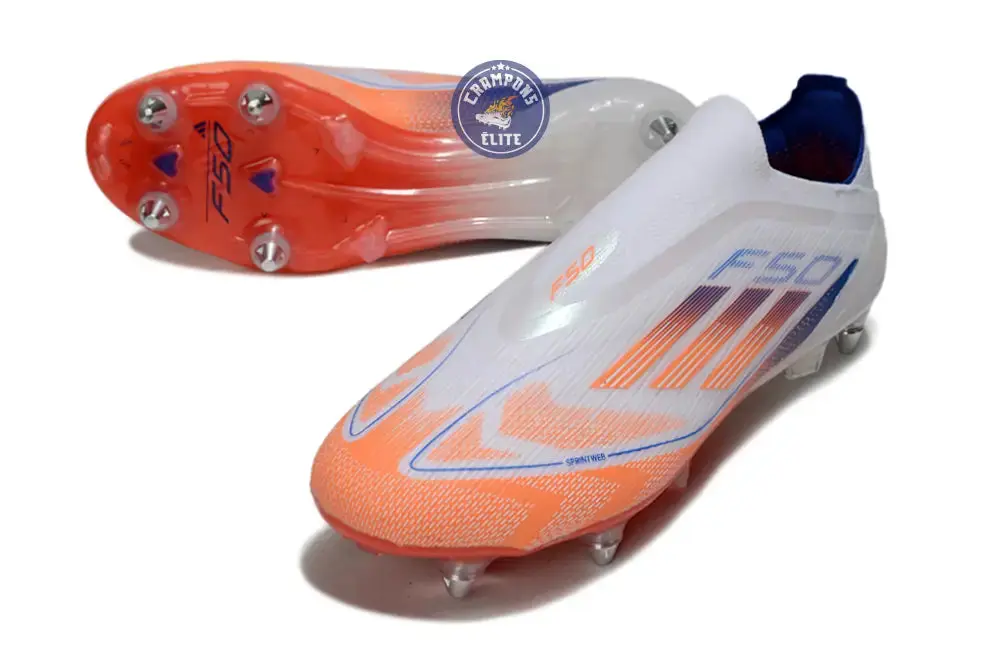 F50 Elite Laceless SG - Blanc/Orange/Bleu - Image 2