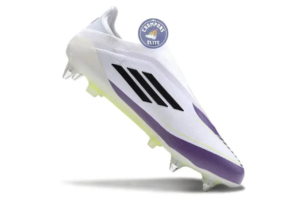 F50 Elite Laceless SG - Blanc/Violet/Noir/Jaune Fluo - Image 3