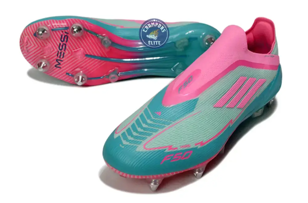 F50 Elite Laceless SG - Bleu Turquoise/Bleu/Rose - Image 2