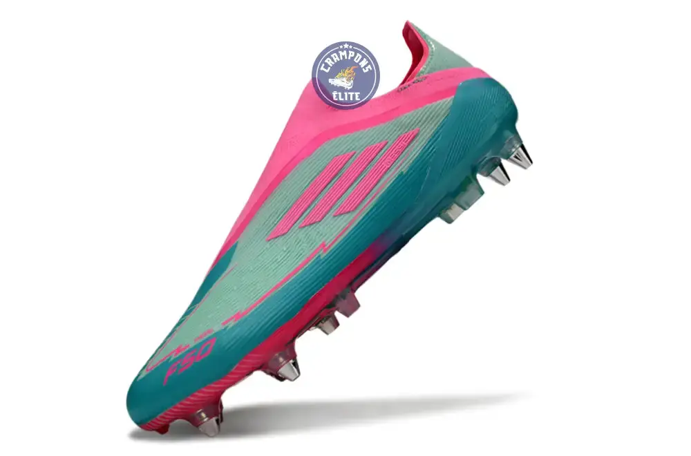 F50 Elite Laceless SG - Bleu Turquoise/Bleu/Rose - Image 4