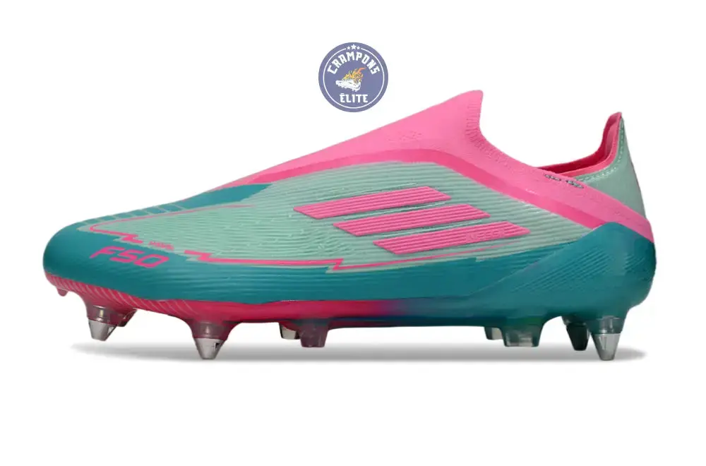 F50 Elite Laceless SG - Bleu Turquoise/Bleu/Rose - Image 5