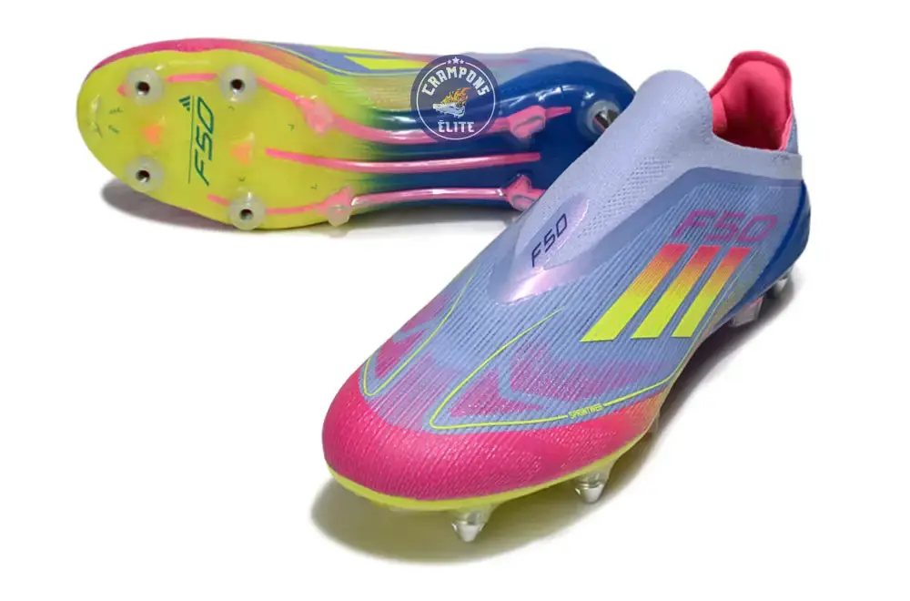 F50 Elite Laceless SG Celestial Victory - Blue Fusion/Vert/Rose - Image 2