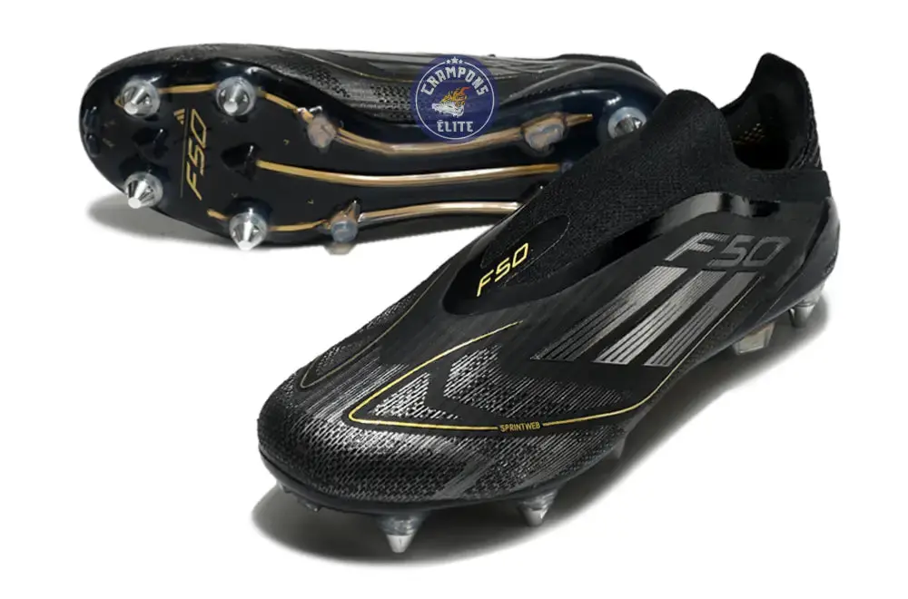 F50 Elite Laceless SG Dark Spark - Noir/Argenté/Doré - Image 2