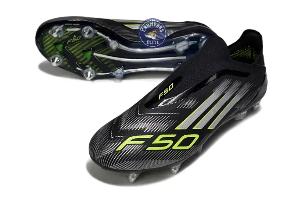F50 Elite Laceless SG - Electric Stealth - Noir/Argenté/Jaune Fluo - Image 2