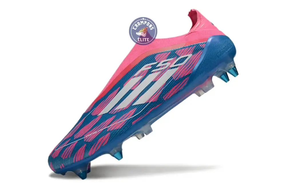 F50 Elite Laceless SG Reemergence - Bleu/Blanc/Rose - Image 4
